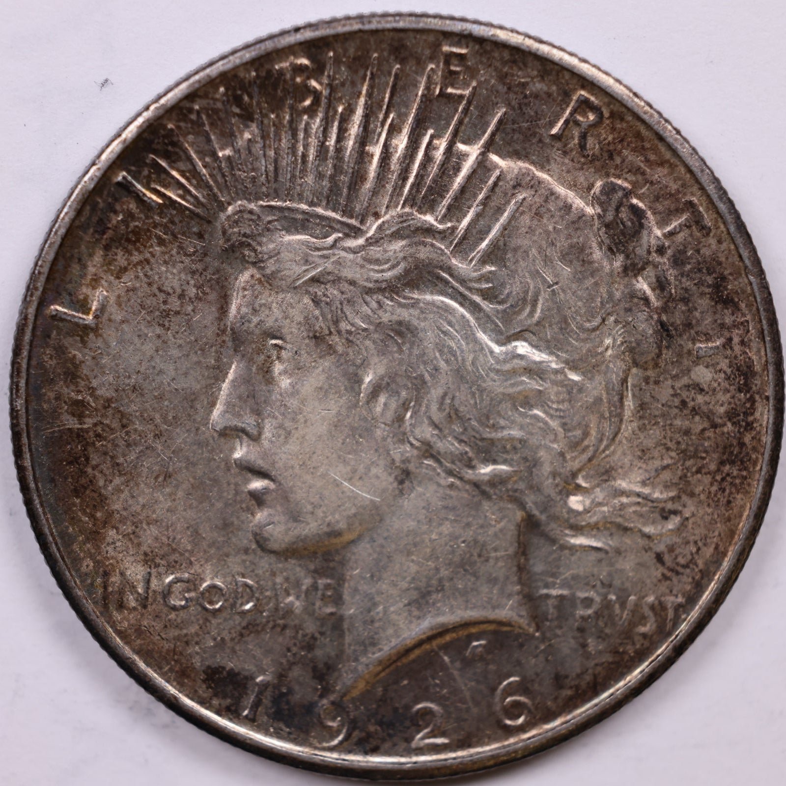1926-D Toned Peace Dollar, Mint State Uncirculated, Store #DR1557