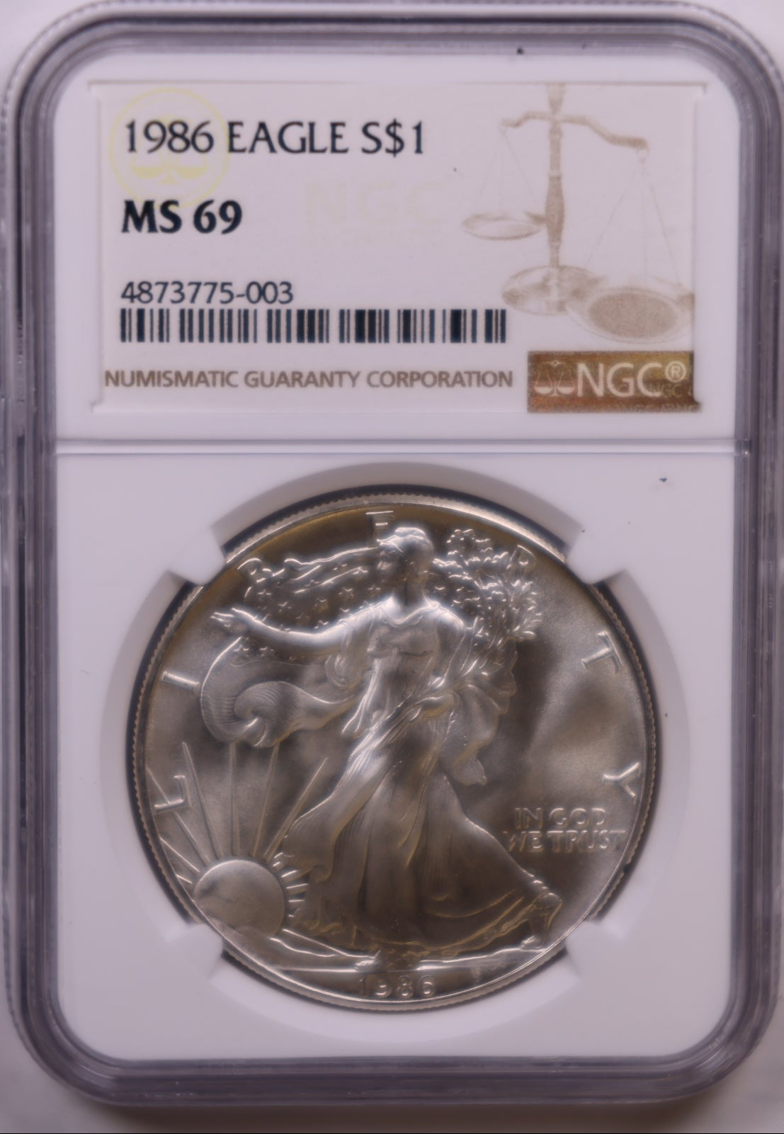 1986 American Silver Eagle, NGC MS-69, Store #AE0536