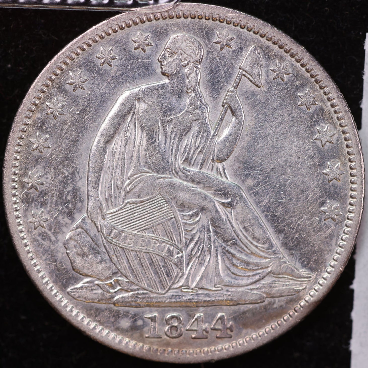 1844 Liberty Seated Half Dollar, About Uncirculated Coin, Store #14126