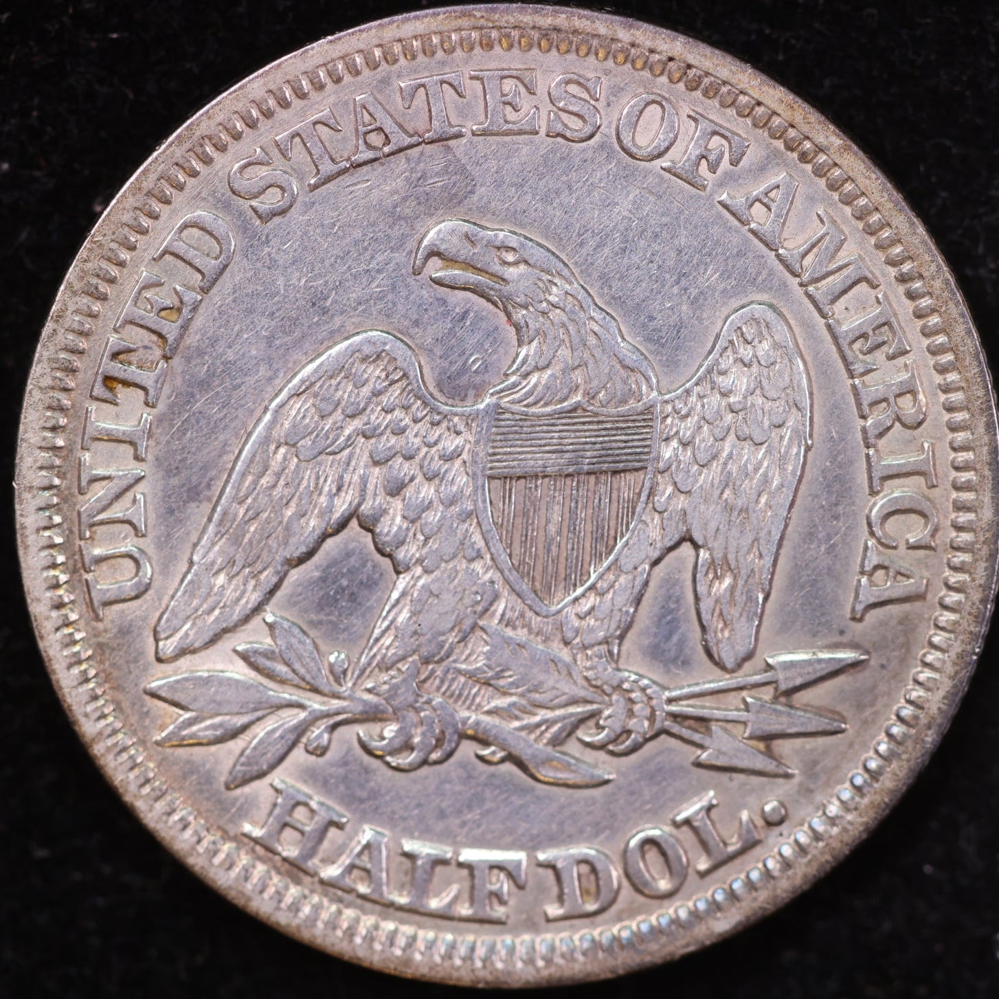 1846 Liberty Seated Half Dollar, Tall Date, About Uncirculated Coin. Store #14129
