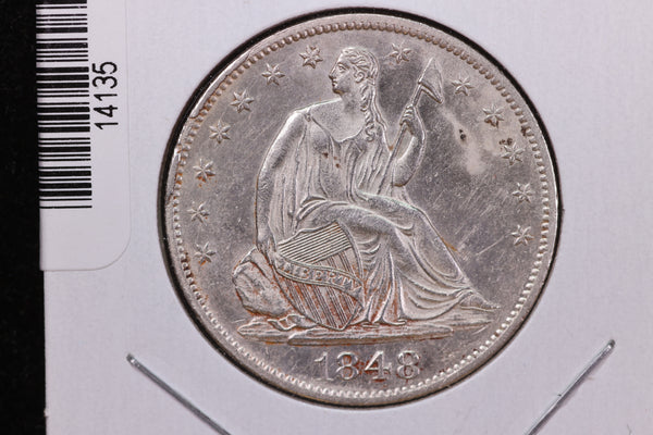 1848-O Liberty Seated Half Dollar, Affordable Uncirculated Coin. Store #14135