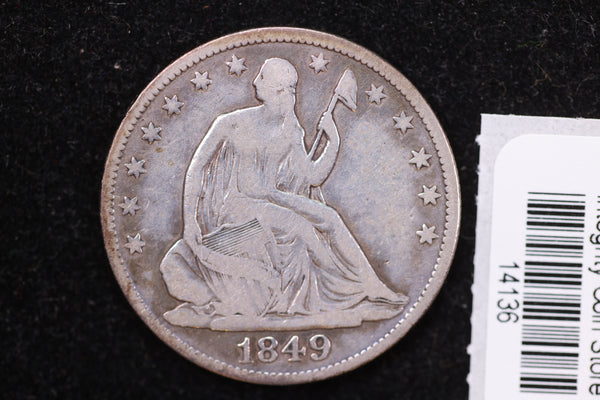 1849 Liberty Seated Half Dollar, Affordable Uncirculated Coin. Store #14136