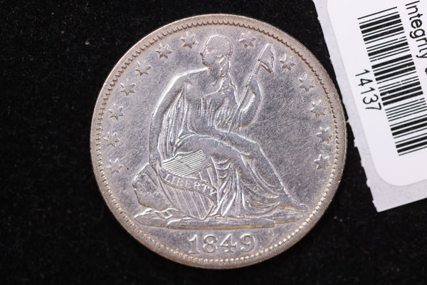1849-O Liberty Seated Half Dollar, Affordable Circulated Coin. Store #14137