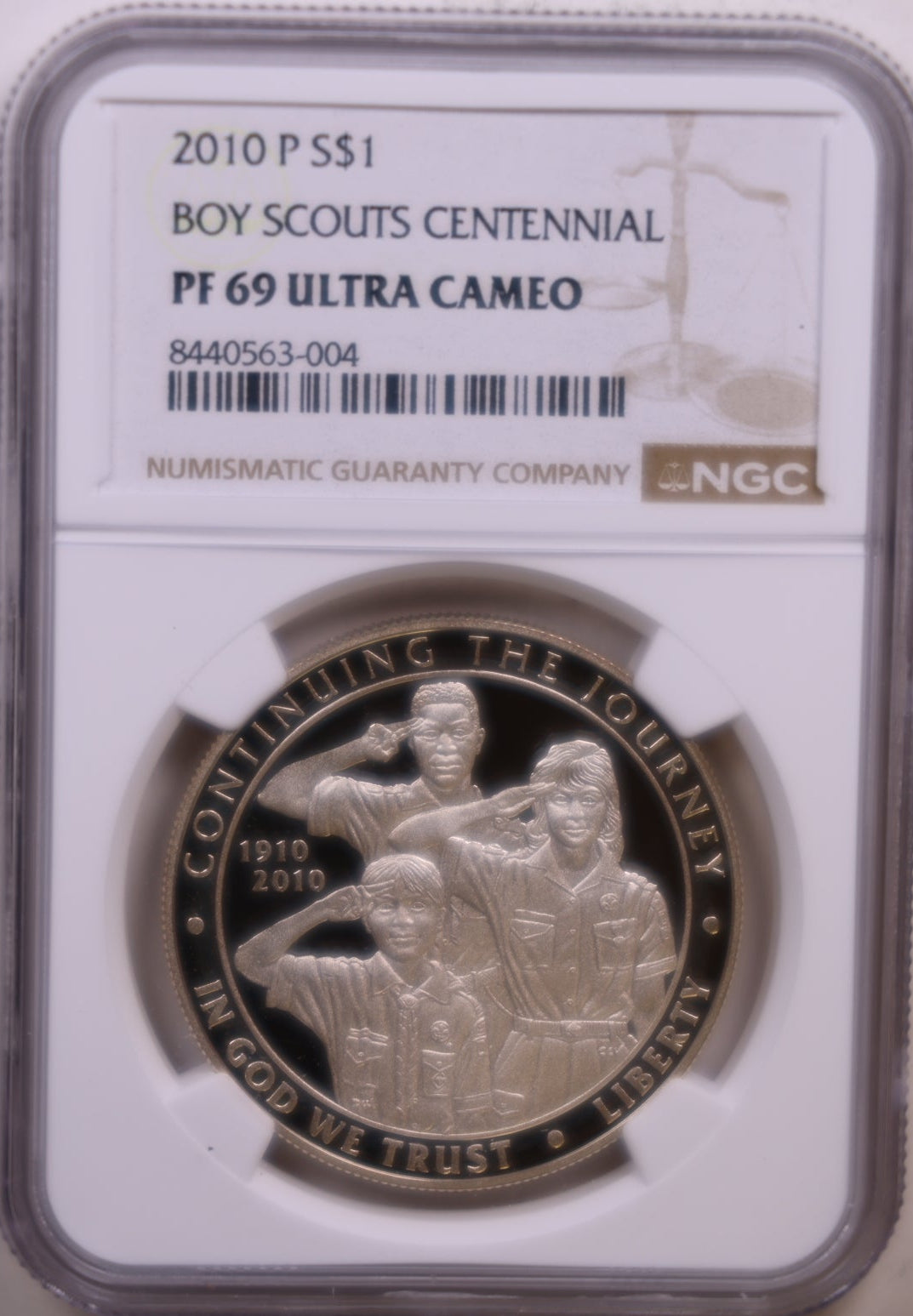 2010-P Boy Scouts Centennial Silver Dollar, NGC PF-69 Ultra Cameo, Store #GMC382