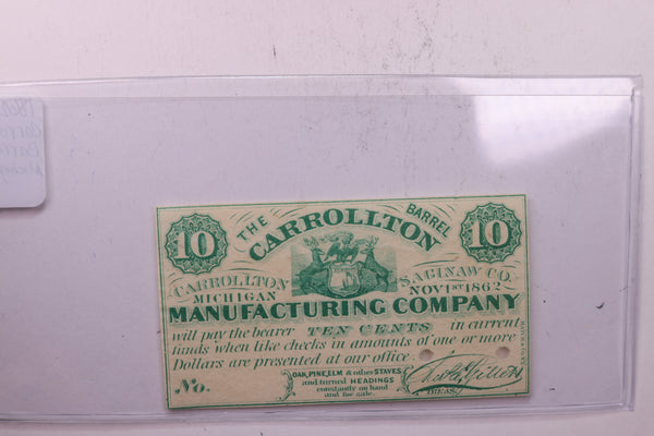 1862 10 Cents, Carrollton Barrel CO. Michigan., STORE #18561