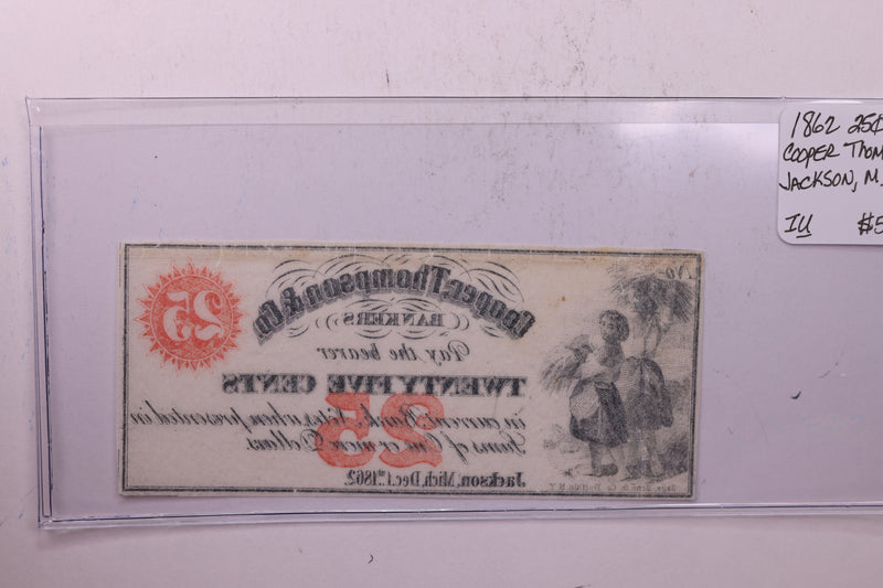 1862 25 Cents, COOPER, THOMPSON & CO., MI., STORE