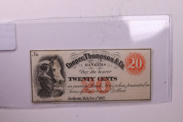 1862 20 Cents, COOPER, THOMPSON & CO., MI., STORE #18570