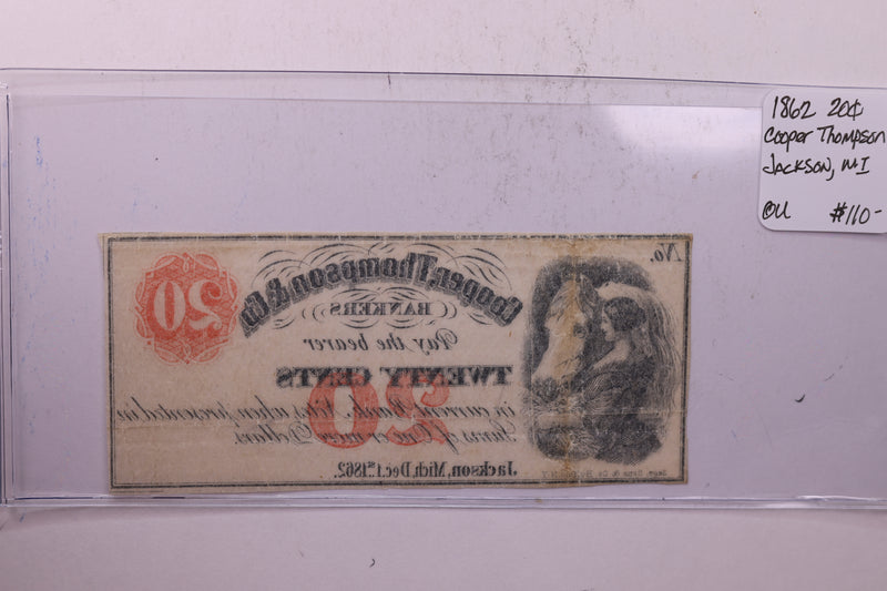 1862 20 Cents, COOPER, THOMPSON & CO., MI., STORE