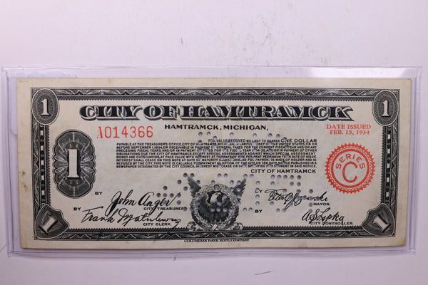 1934 $1, City of HAMTRAMCK, Michigan., STORE #18571