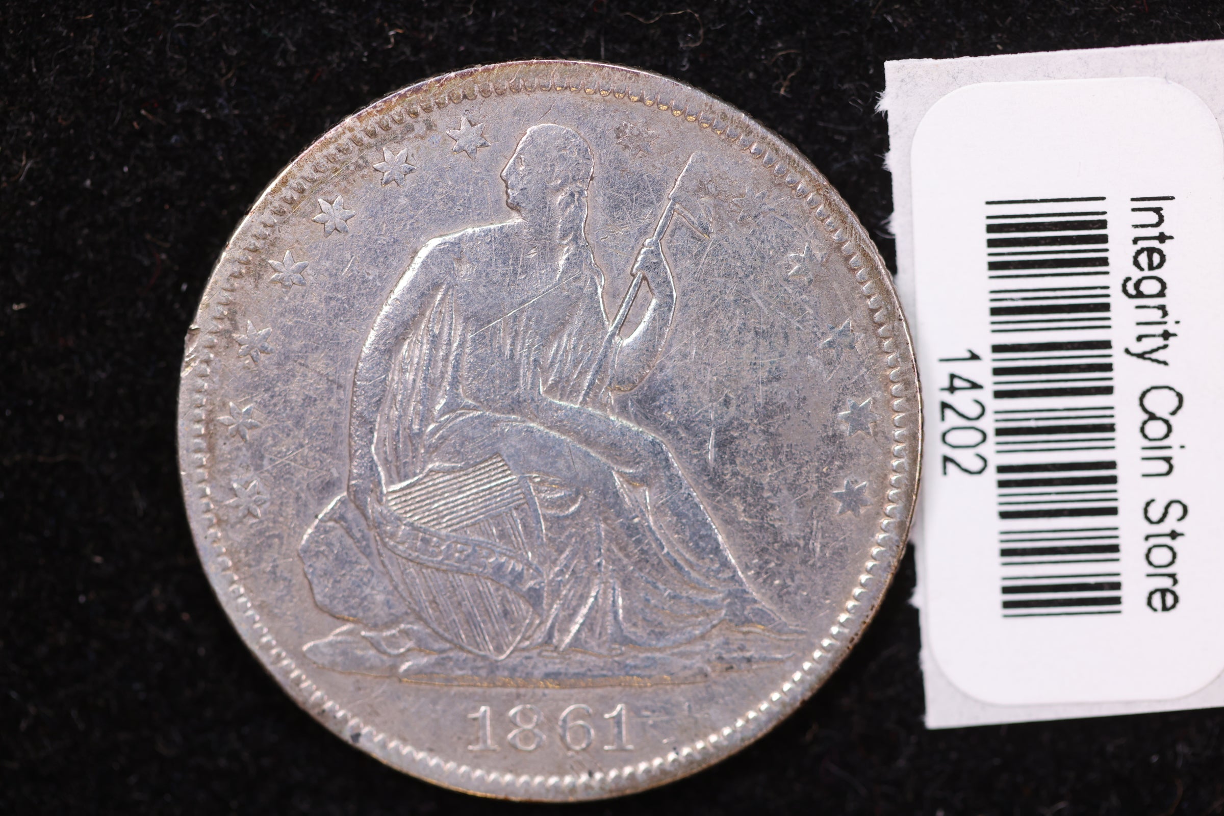 1861-O Seated Liberty Half Dollar, Affordable Collectible Circulated Coin, Store #14202