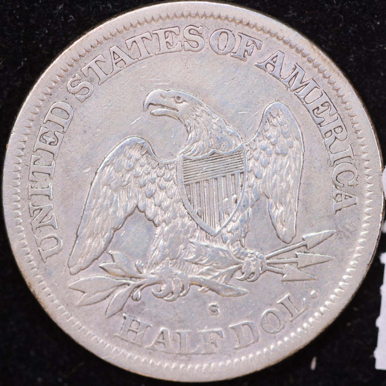 1866-S Liberty Seated Half Dollar, 'No Motto', Extra Fine+ Circulated Coin, Store #HR1981