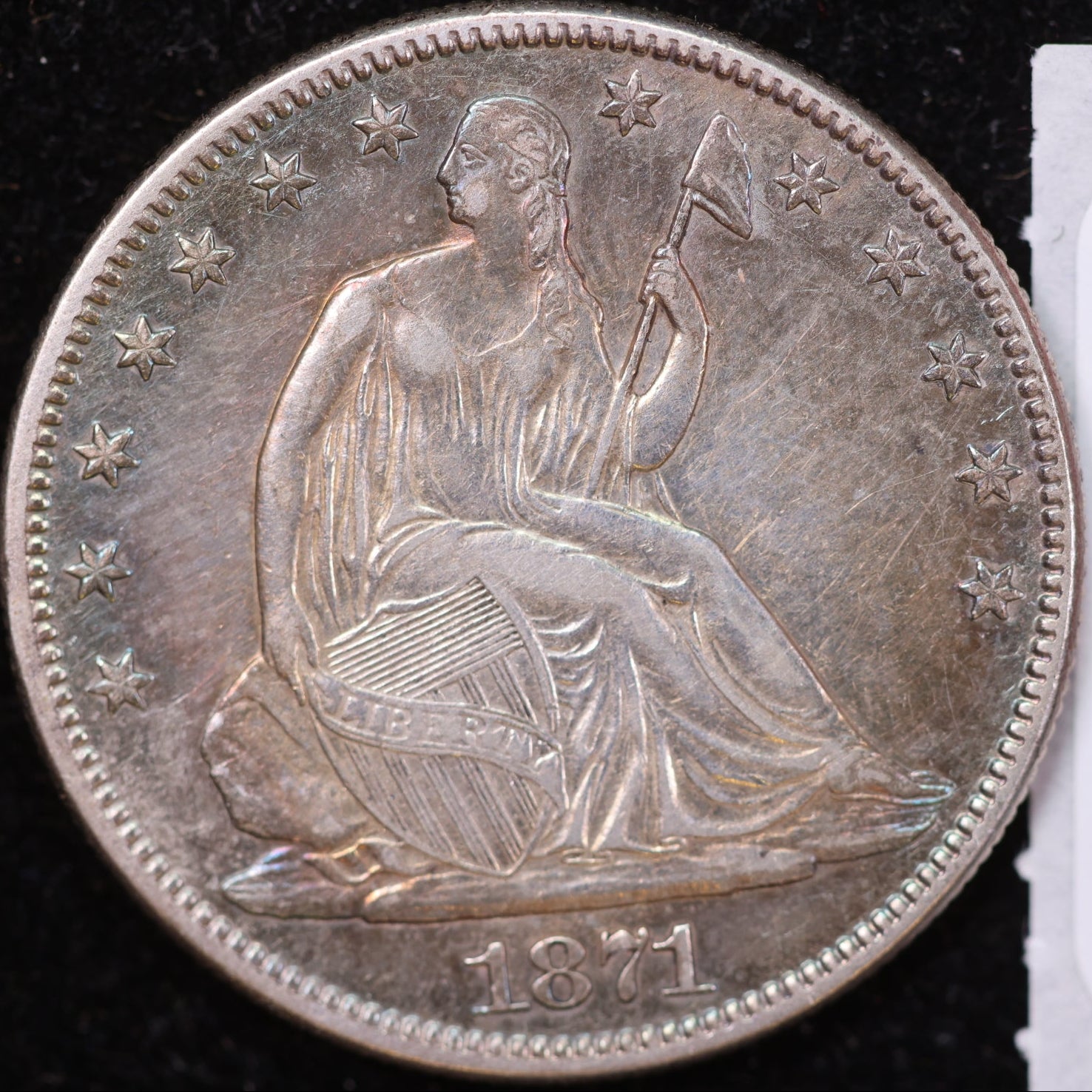 1871 Liberty Seated Half Dollar, Mint State Uncirculated Coin, Store #HR1997