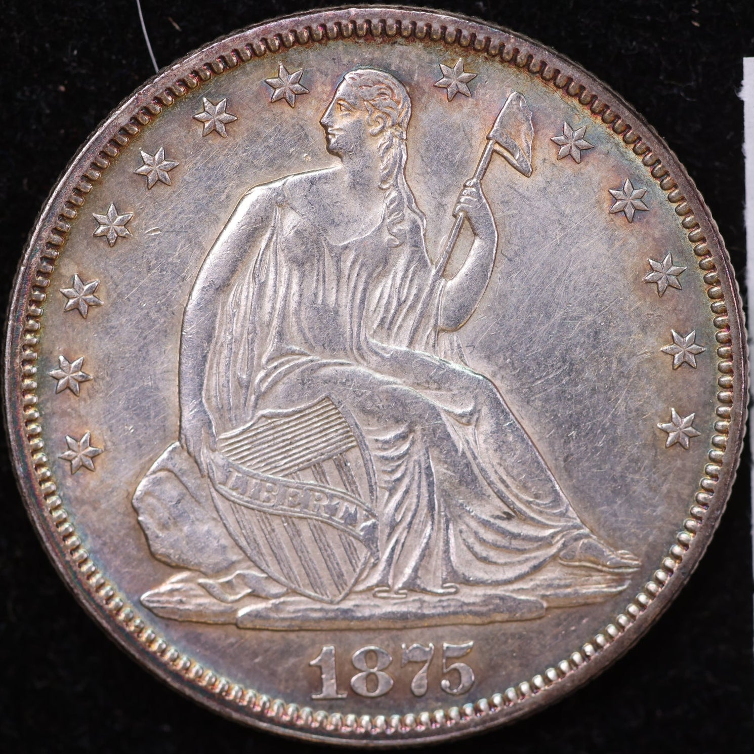 1875 Seated Liberty Half Dollar, Mint State Uncirculated Coin, Store #HR2009
