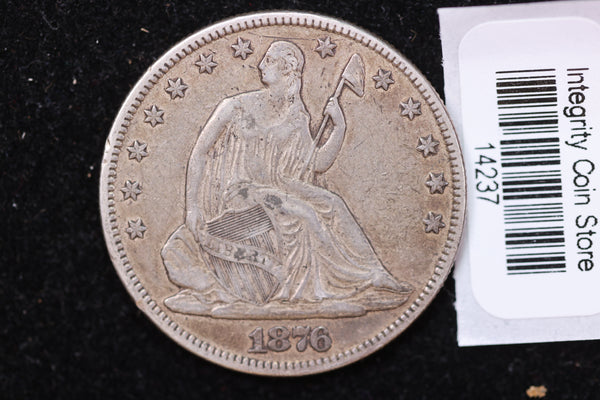 1876 Seated Liberty Half Dollar, Affordable Collectible Circulated Coin, Store #14237