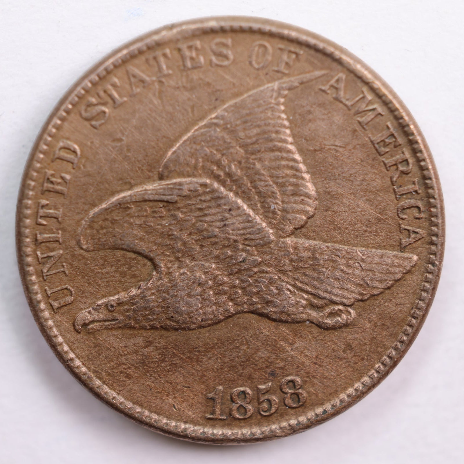 1858 Flying Eagle Small Cent, Abt Uncirculated Coin, Store #CT0561