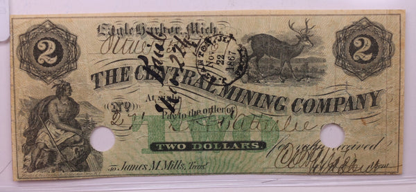 1867 $2, Bay State Mining Co., Eagle River, Michigan., Store #18624