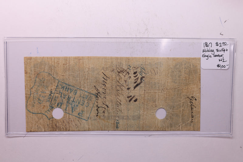 1867 $2, Bay State Mining Co., Eagle River, Michigan., Store