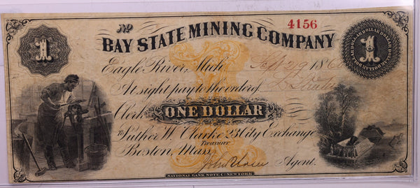 1860 $1, The Central Mining Co., Eagle Harbor, Michigan., Store #18637