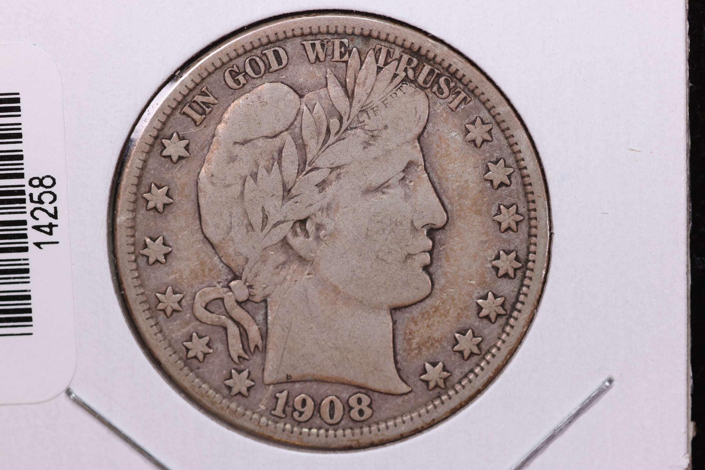 1908-D Barber Half Dollar. Affordable Circulated Coin. Store Sale #HR385