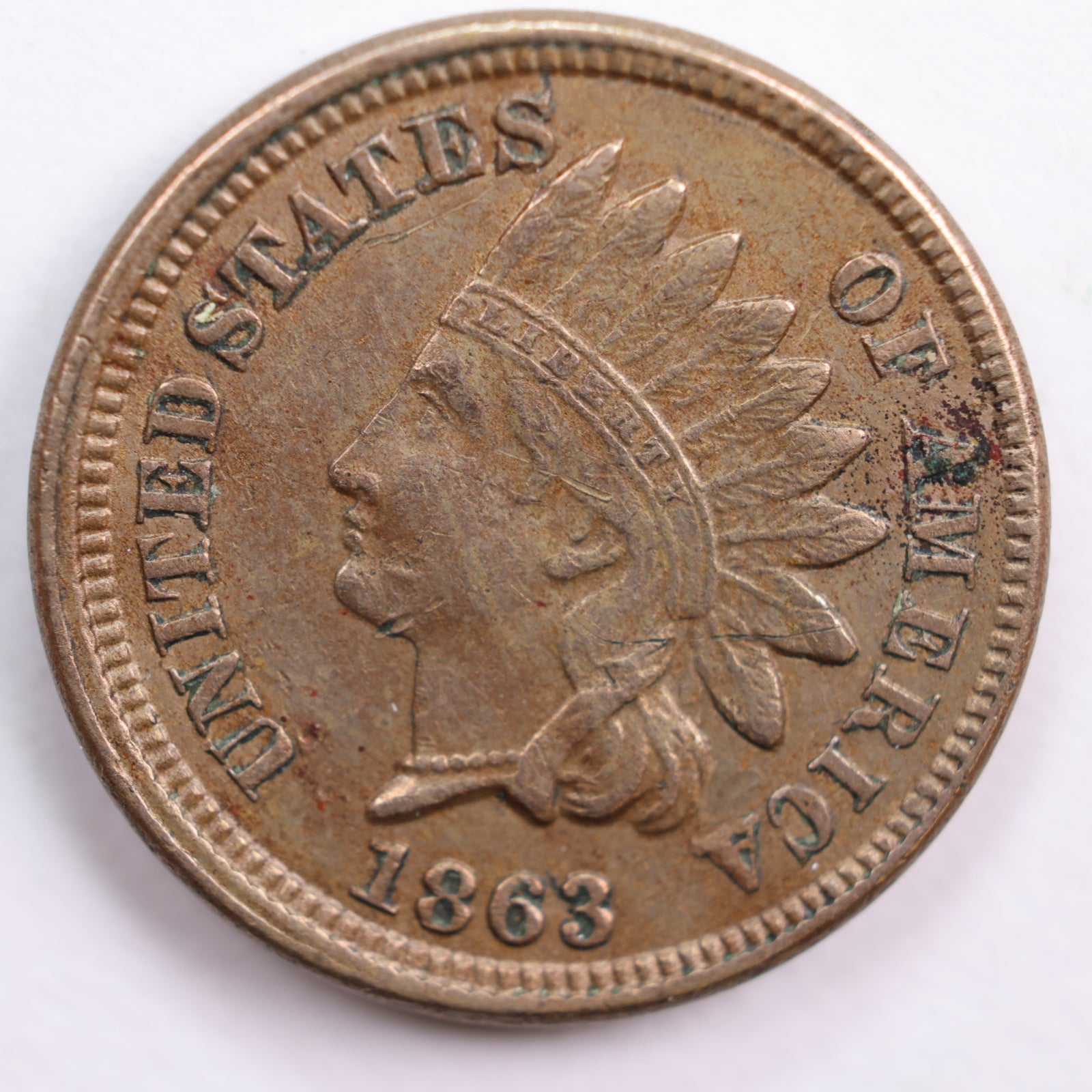 1863 Indian Head Cent, Abt Uncirculated Coin, Store #CT0582