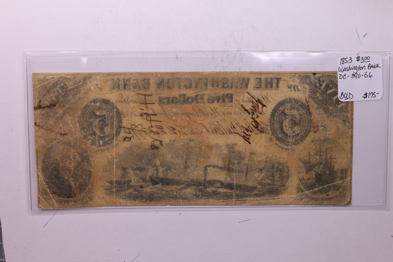 1853 $3, The Washington Bank., Wash D.C., Store