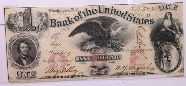 1852 $1, Bank of the United States., Wash D.C., Store #18644
