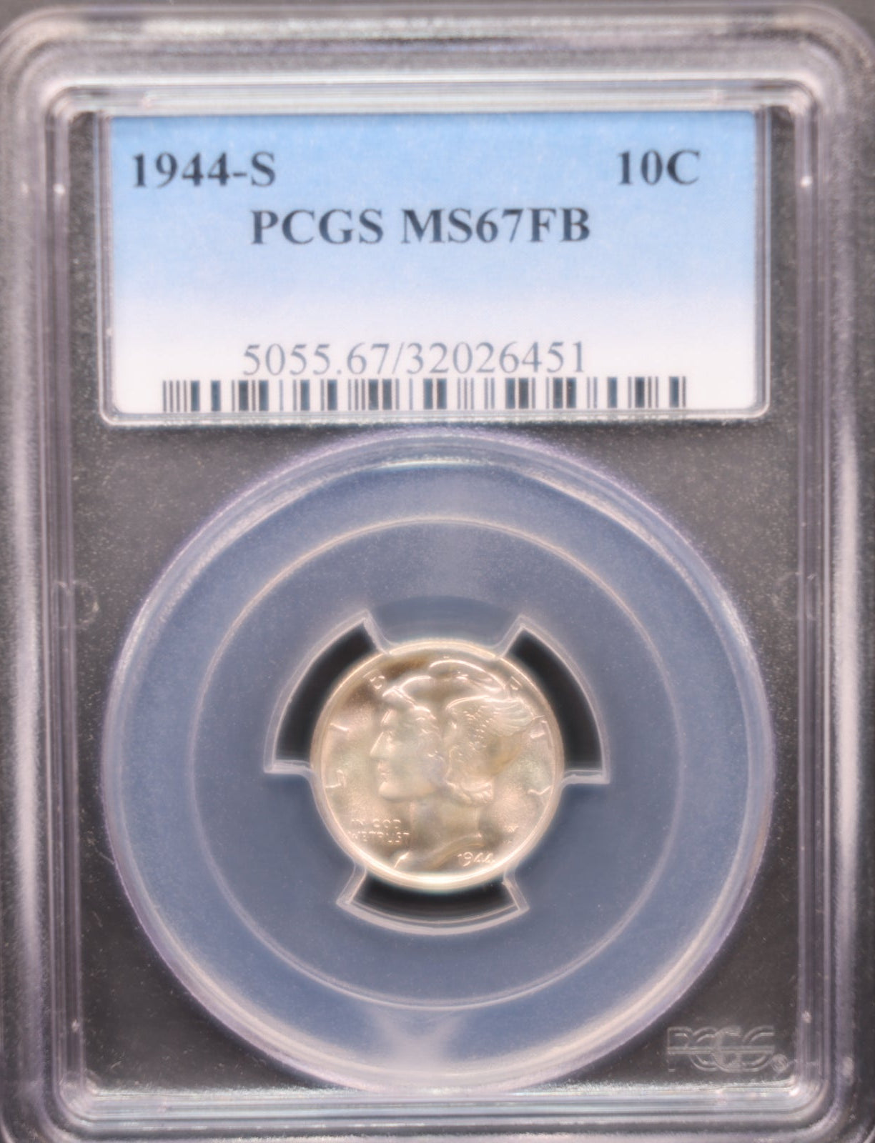 1944-S Mercury Silver Dime, PCGS MS67 Full Band, Store #DE0938.