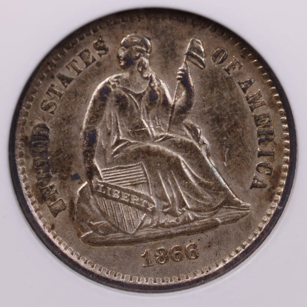 1866-S Seated Liberty Half Dime., ANACS AU-50., Store #18736