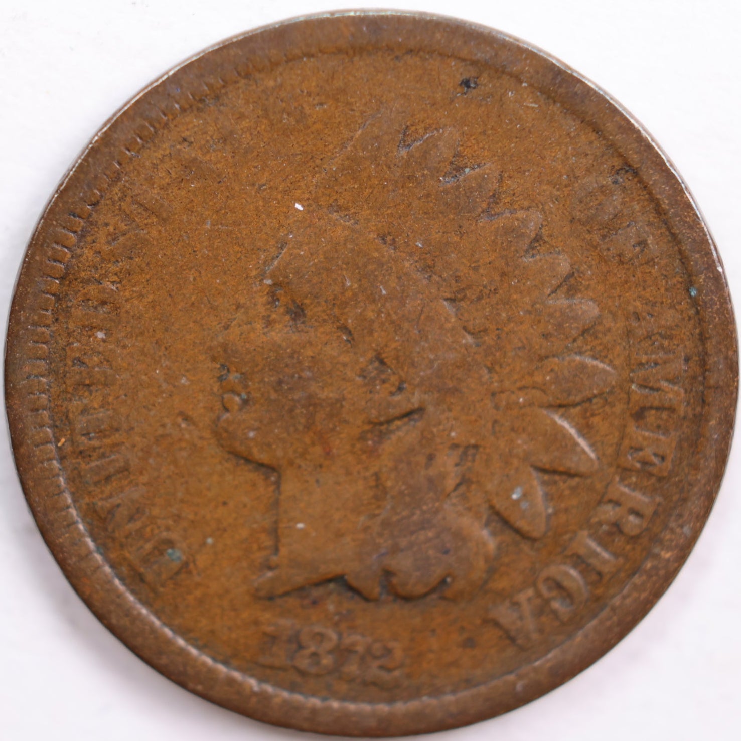 1872 Indian Head Cent, Very Good Circulated Coin, Store #CT0600