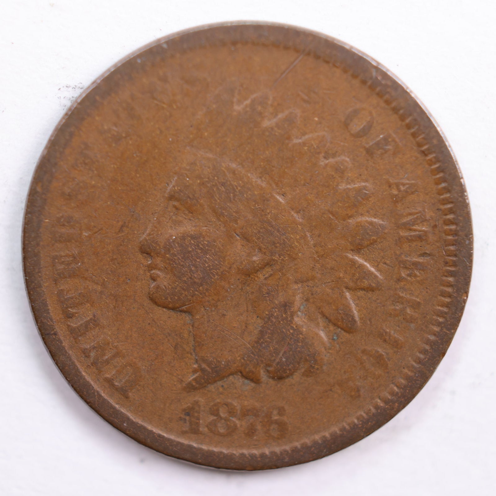 1876 Indian Head Cent, Very Good Circulated Coin, Store #CT0610