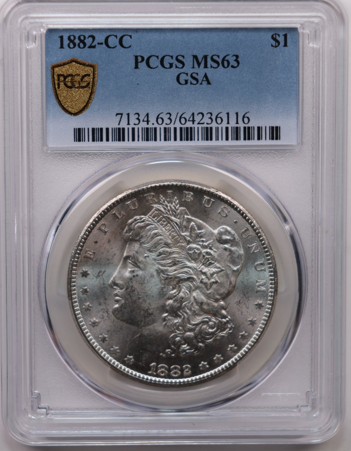 1882-CC Morgan Silver Dollar, (GSA), PCGS MS63, Uncirculated, Store#DR0555.