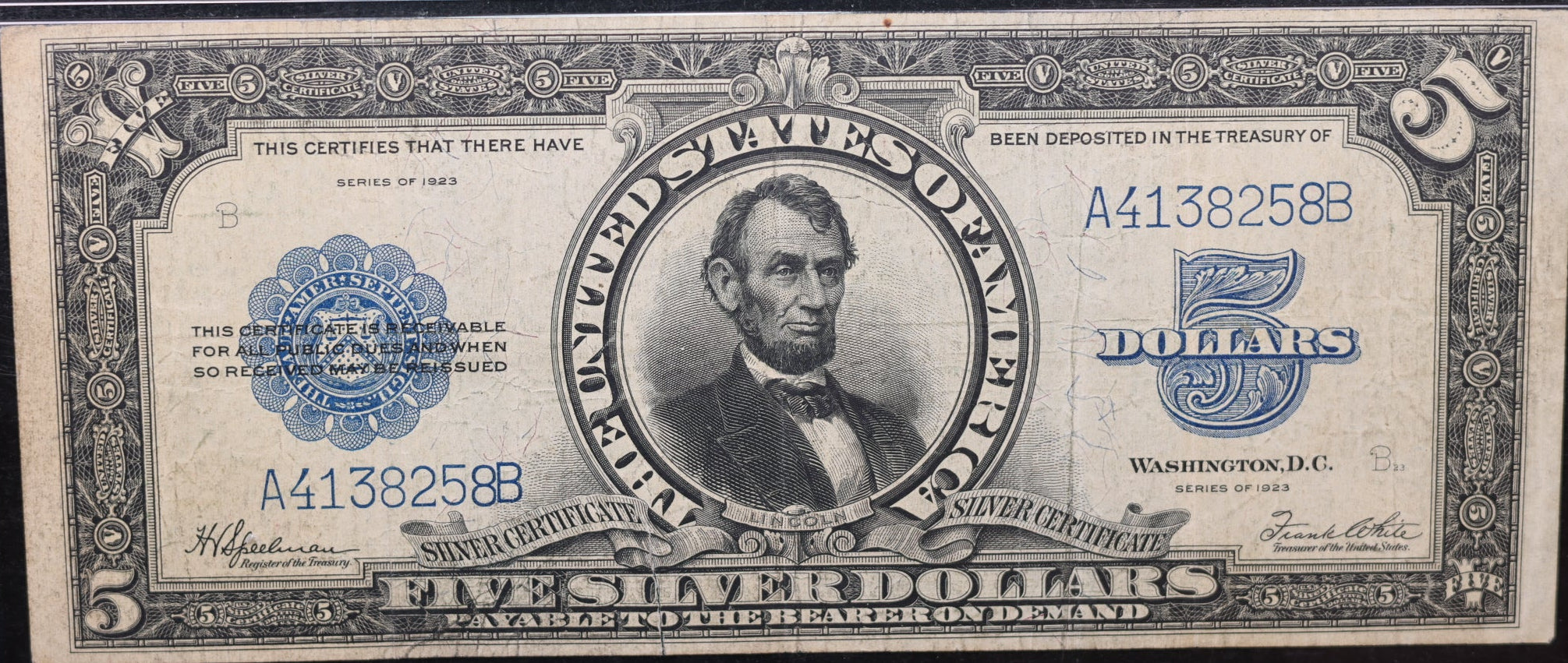 1923 $5 Silver Certificate, Fr#282, PMG VF-25, 'Port Hole', Store Sale #GLSC001