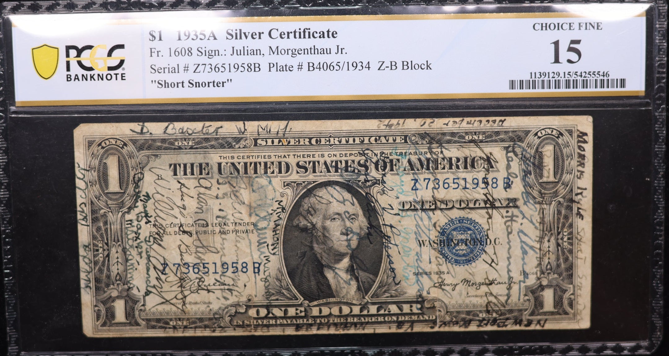 1935A $1, Silver Certificate, Short Snorter, "Newport News Shipyard", #GSSC003.