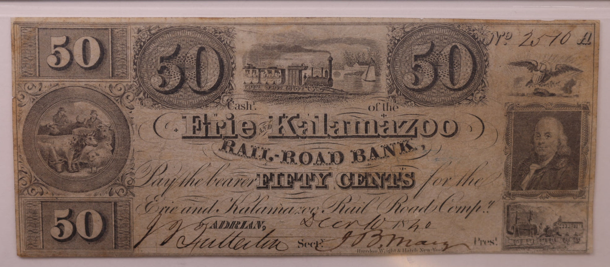 1840 50 Cent, Adrian, MI, Lee, ADR-4-61, Obsolete, PCGS VF20, STORE #GMI144.