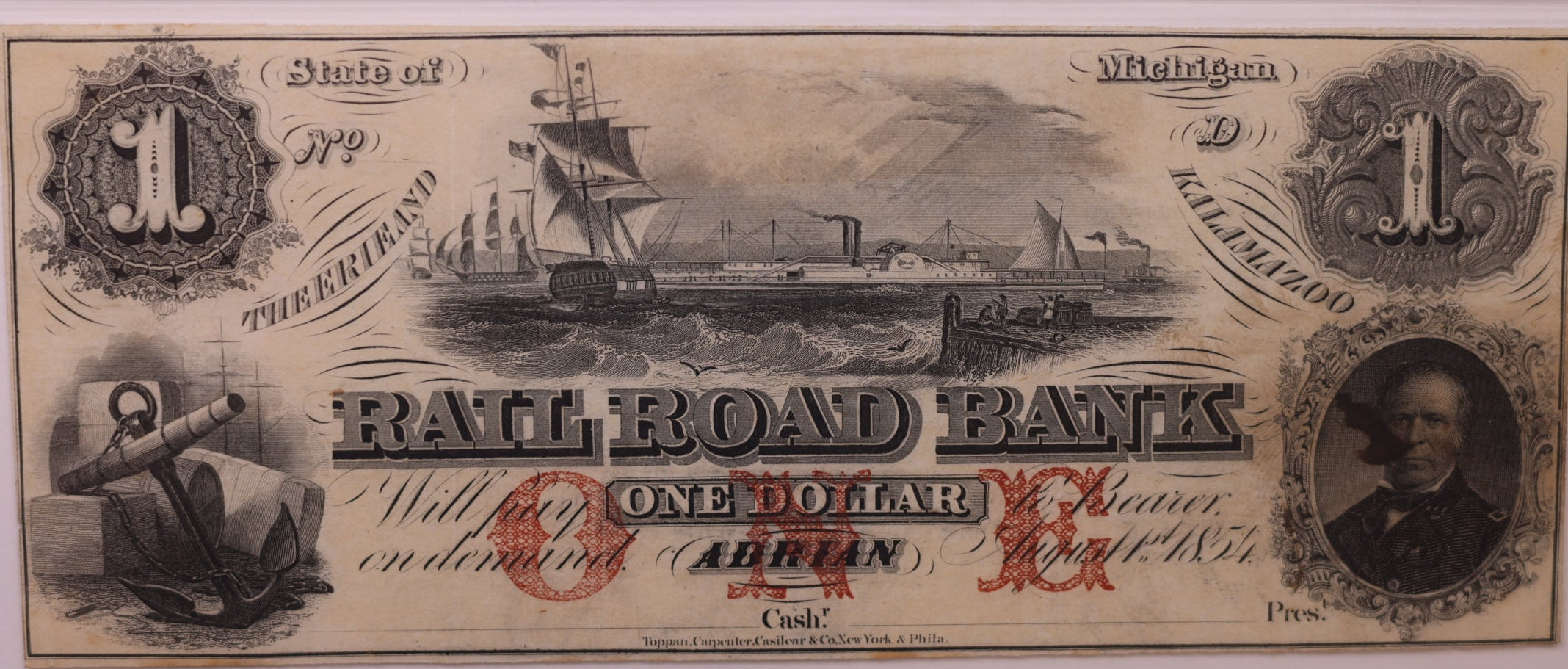 1854 $1, Adrian, MI, Remainder, Haxby MI-10-G24b, PCGS VF30, STORE #GMI145