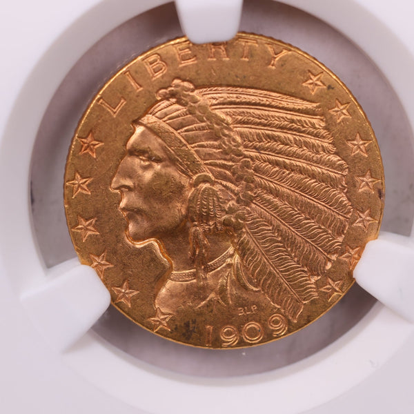 1909-D $5., Gold Indian, Half Eagle., NGC Graded., Store #18784