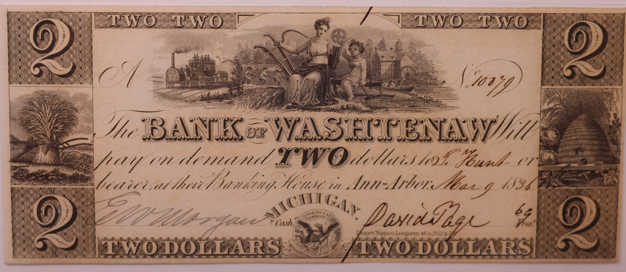 1830s $2, Ann Arbor, MI, Haxby # MI-50-G6, PCGS Choice UNC-64, STORE #GMI150
