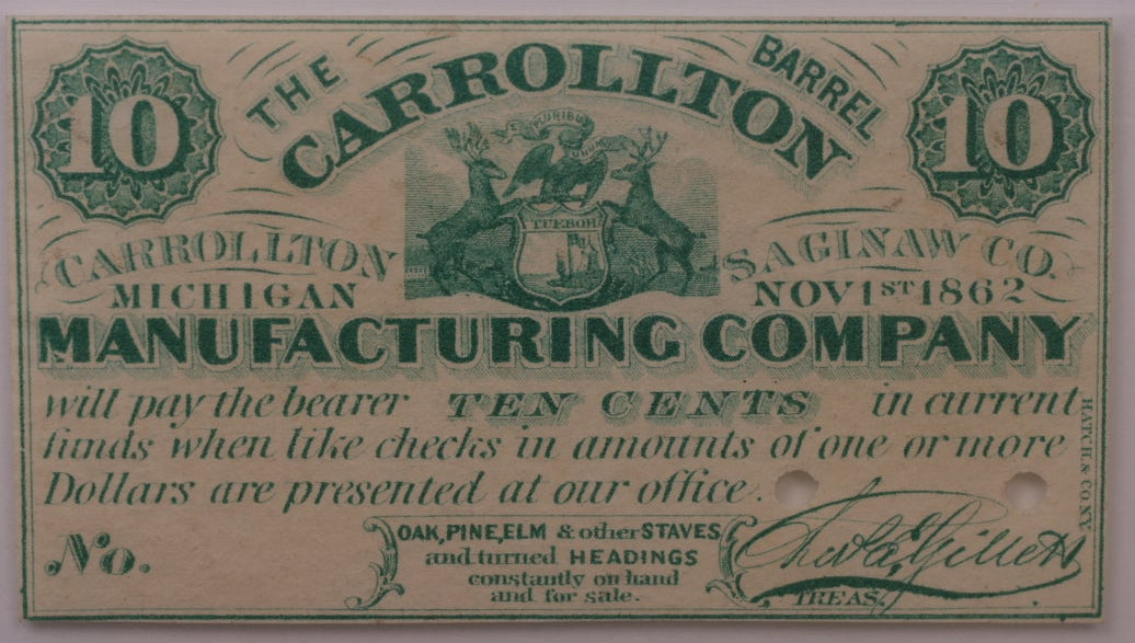 1862 10C Carrollton Remainder, MI, Lee CAR-1-2, PCGS Choice UNC-64, STORE #GMI154
