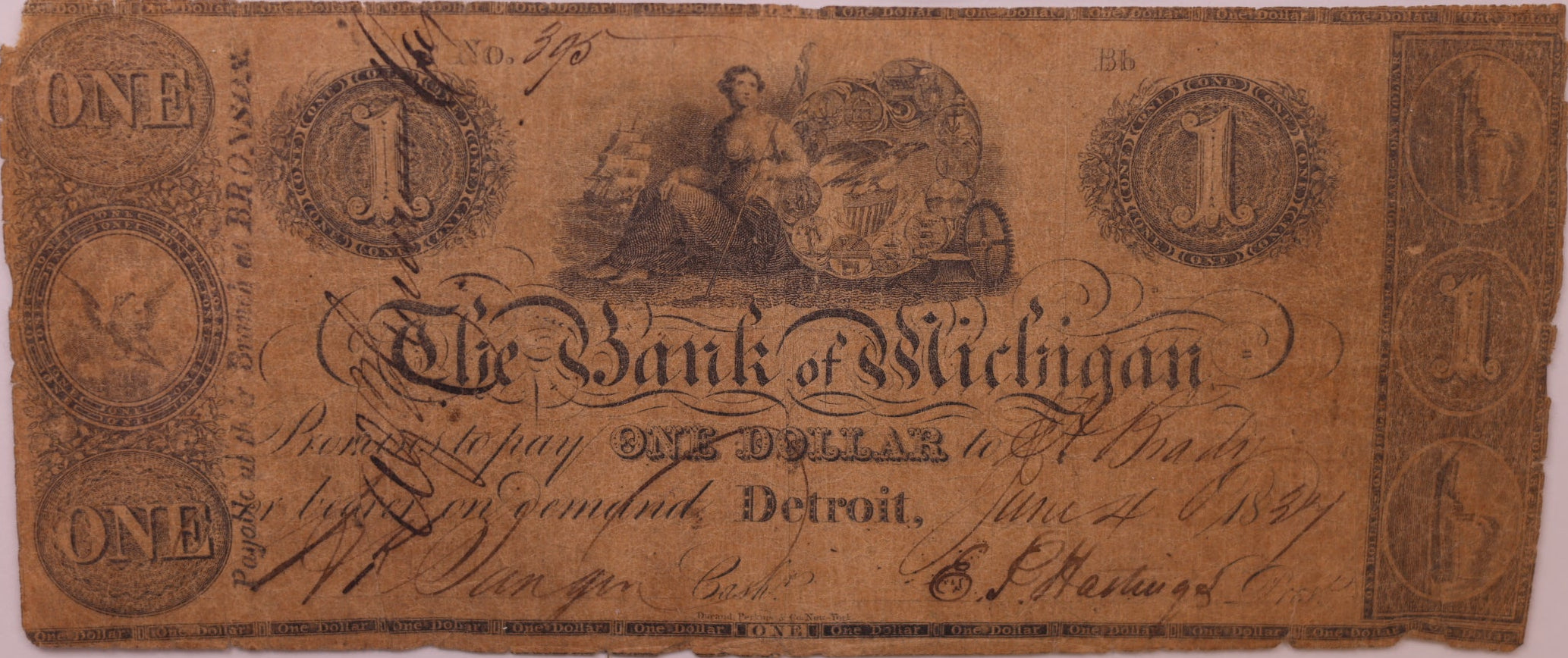 1830s $1 Detroit, MI, Haxby # MI-140-G42, PCGS VG-10, STORE #GMI156