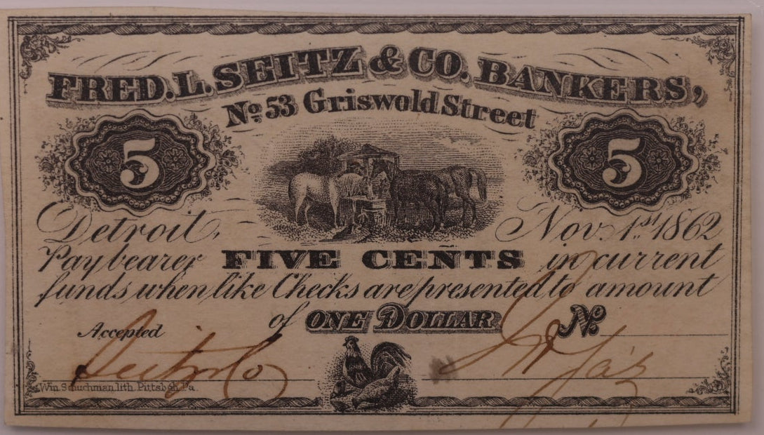 1862 5C Remainder-Detroit, MI, Lee DET-48-1, PCGS VF-30, STORE #GMI158