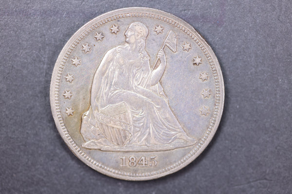 1845 Seated Liberty Dollar, Nice Eye Appeal, Great Early Date. Store#2214321