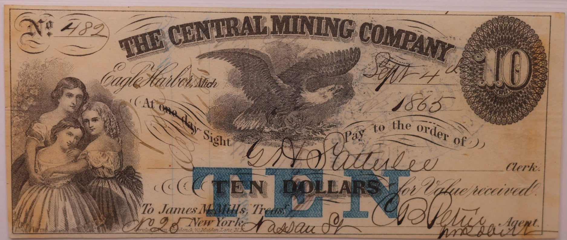 1860s $10 Eagle Harbor, MI, Lee CMGC-7-7, PCGS VF-30, STORE #GMI166