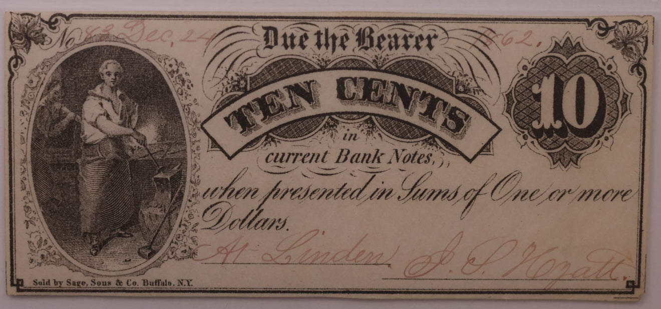 1862 10C Linden, MI, Lee UNL Serial #83, PCGS XF-40, STORE #GMI176