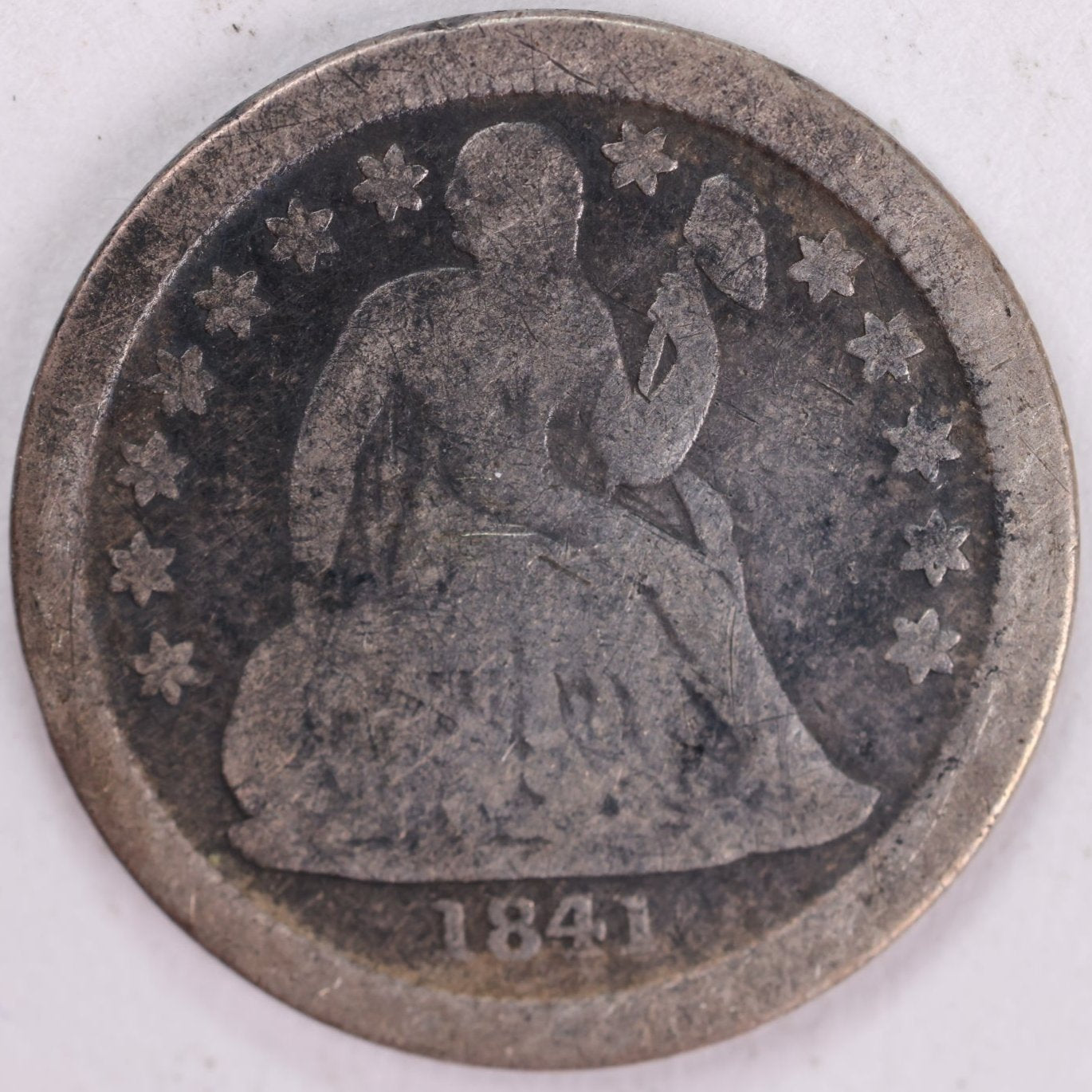 1841-O Seated Liberty Silver Dime, Very Good Circulated Coin, Store #d841N02