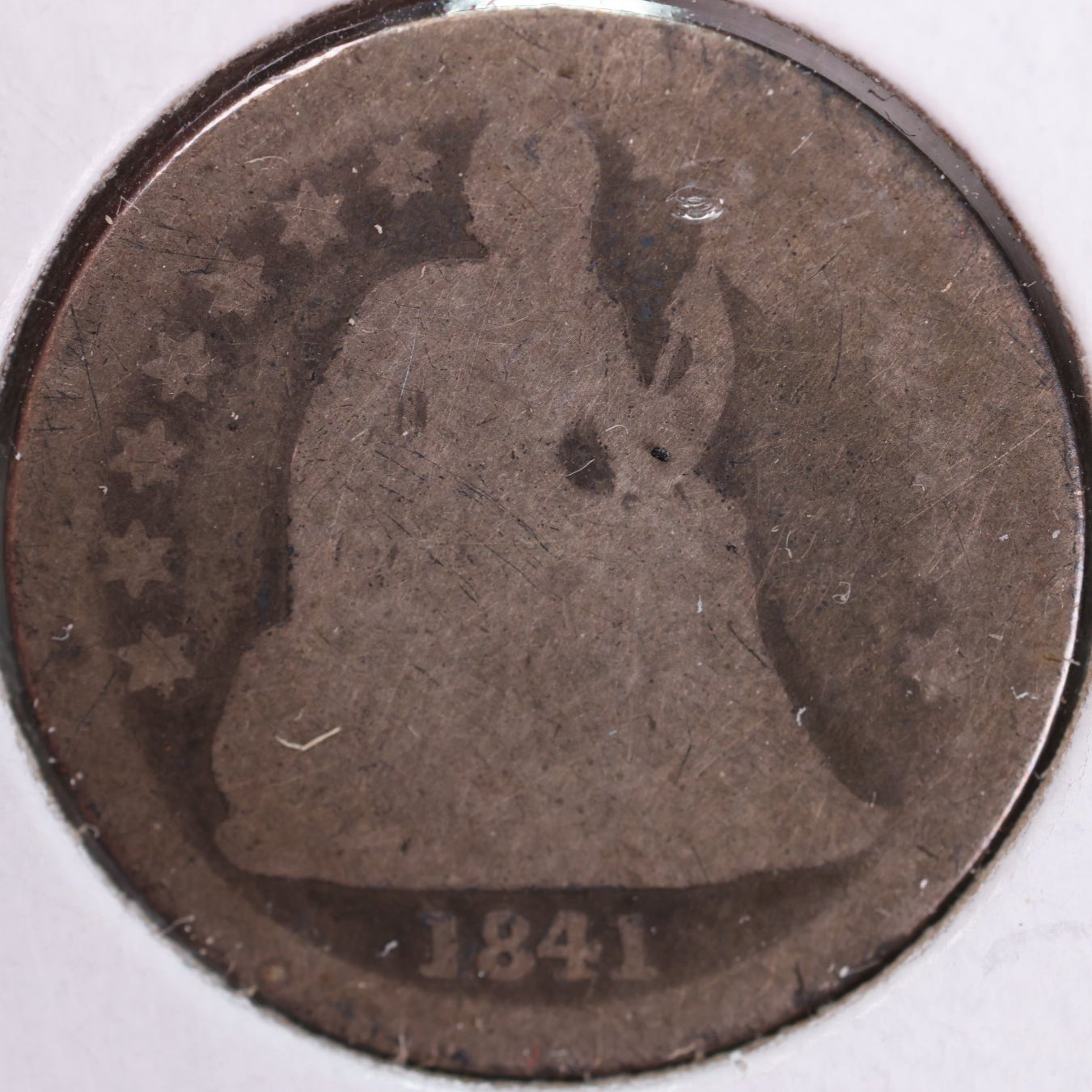 1841 Seated Liberty Silver Dime, Good Circulated Coin, Store #d841.03