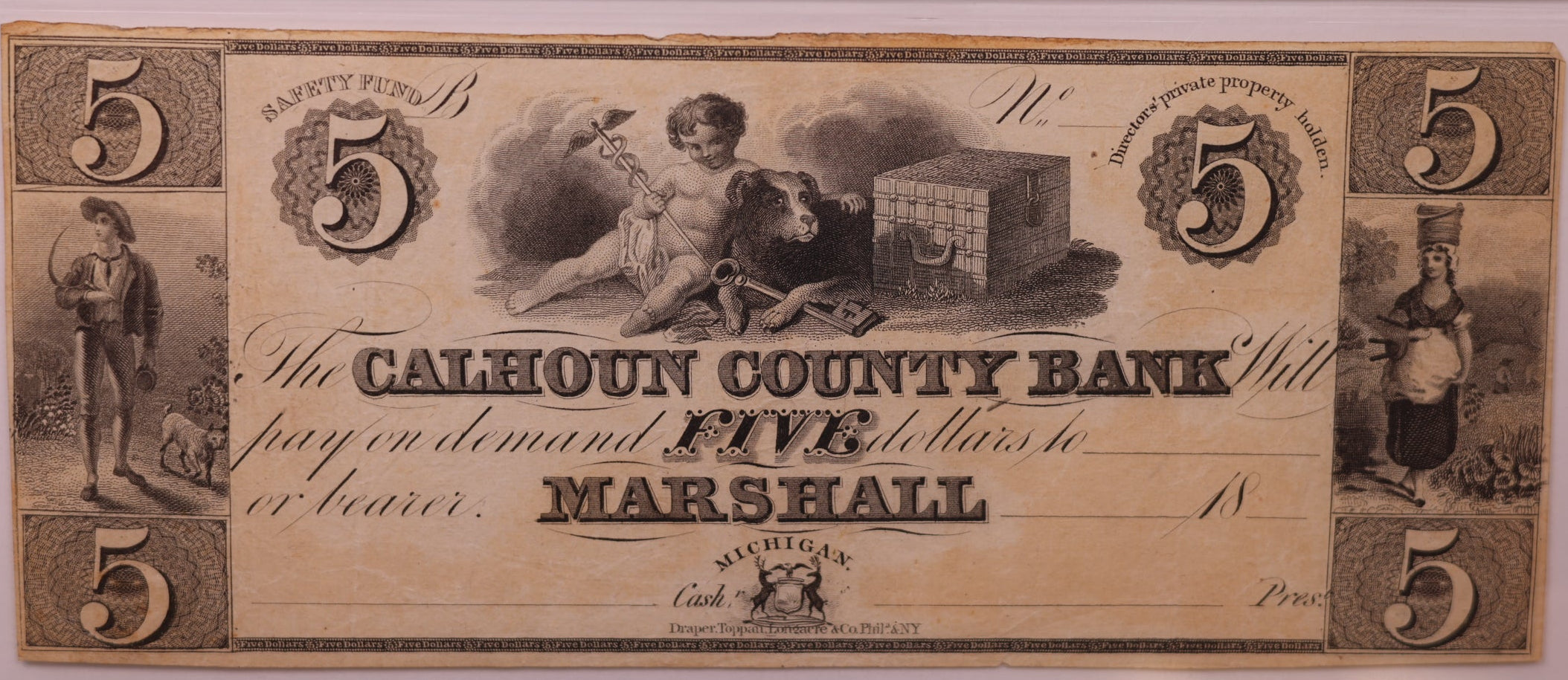 18__ $5 Remainder-Marshall, MI, Haxby #MI-255-G8, PCGS VF-25, STORE #GMI181