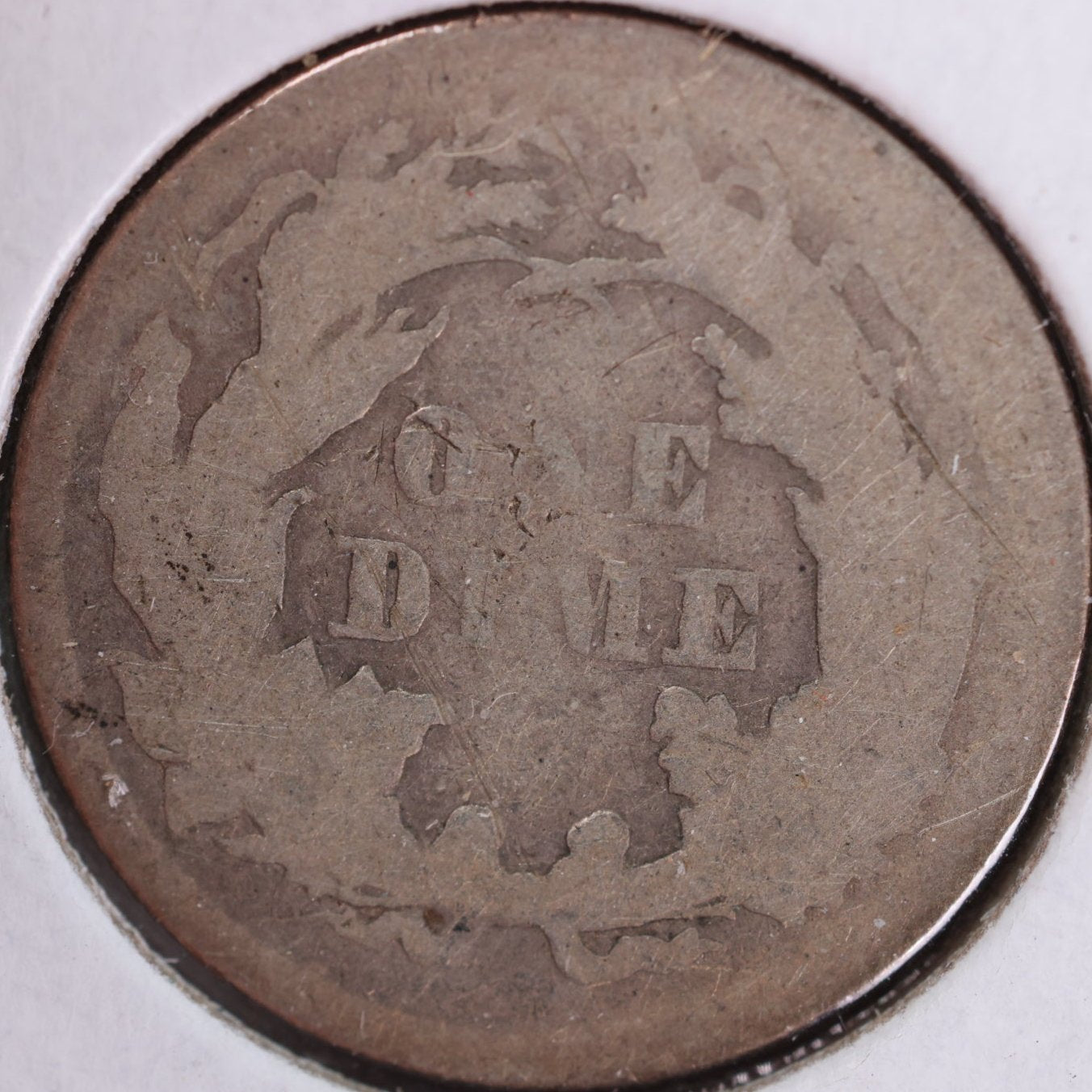 1872 Seated Liberty Silver Dime, Fine+ Circulated Coin, Store #d872.02
