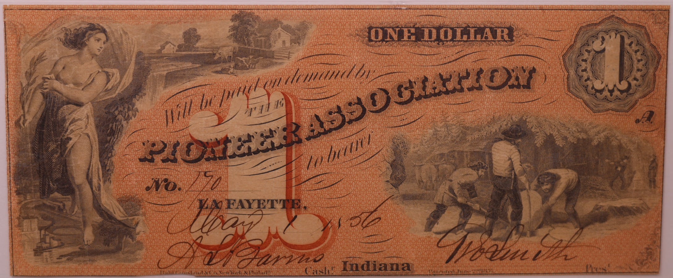 1850s $1 La Fayette, IN., Haxby # AS-120-G2a, PCGS VF-25, STORE #GIN007