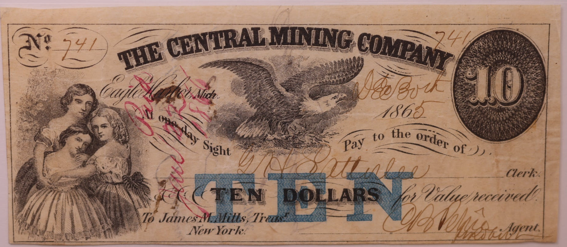 1860s $10 Eagle Harbor, MI, Lee CMGC-7-7, PCGS VF-25, STORE #GMI183