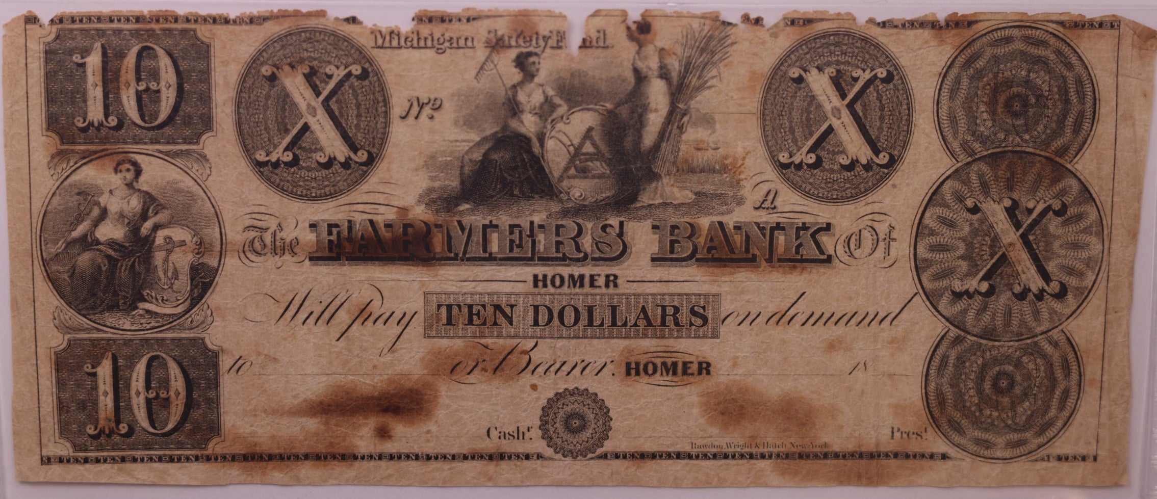 18__ $10 Remainder-Homer, MI, Haxby # MI-205-G12, PCGS Choice F-15, STORE #GMI188